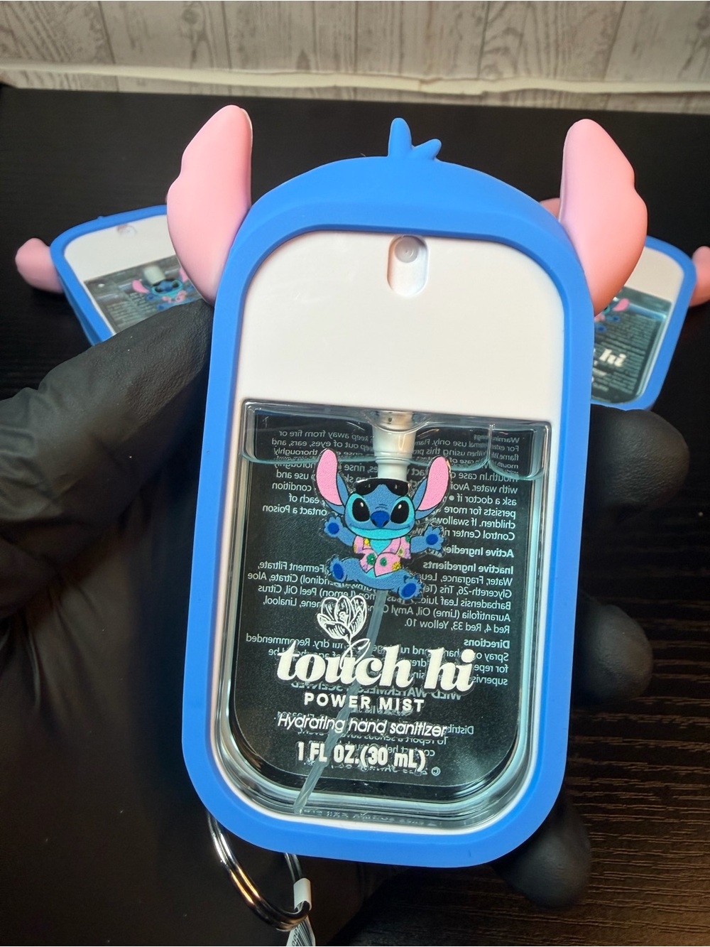 Blue & Pink STITCH Silicone Character Hand Sanitizer Spray with Keyring
